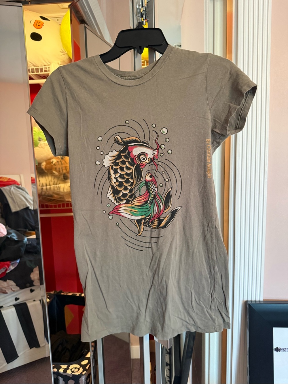 Ed Hardy Gray Graphic Koi Fish Tee